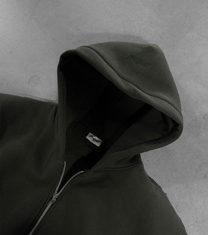 MILITARY GREEN ZIP HOODIE
